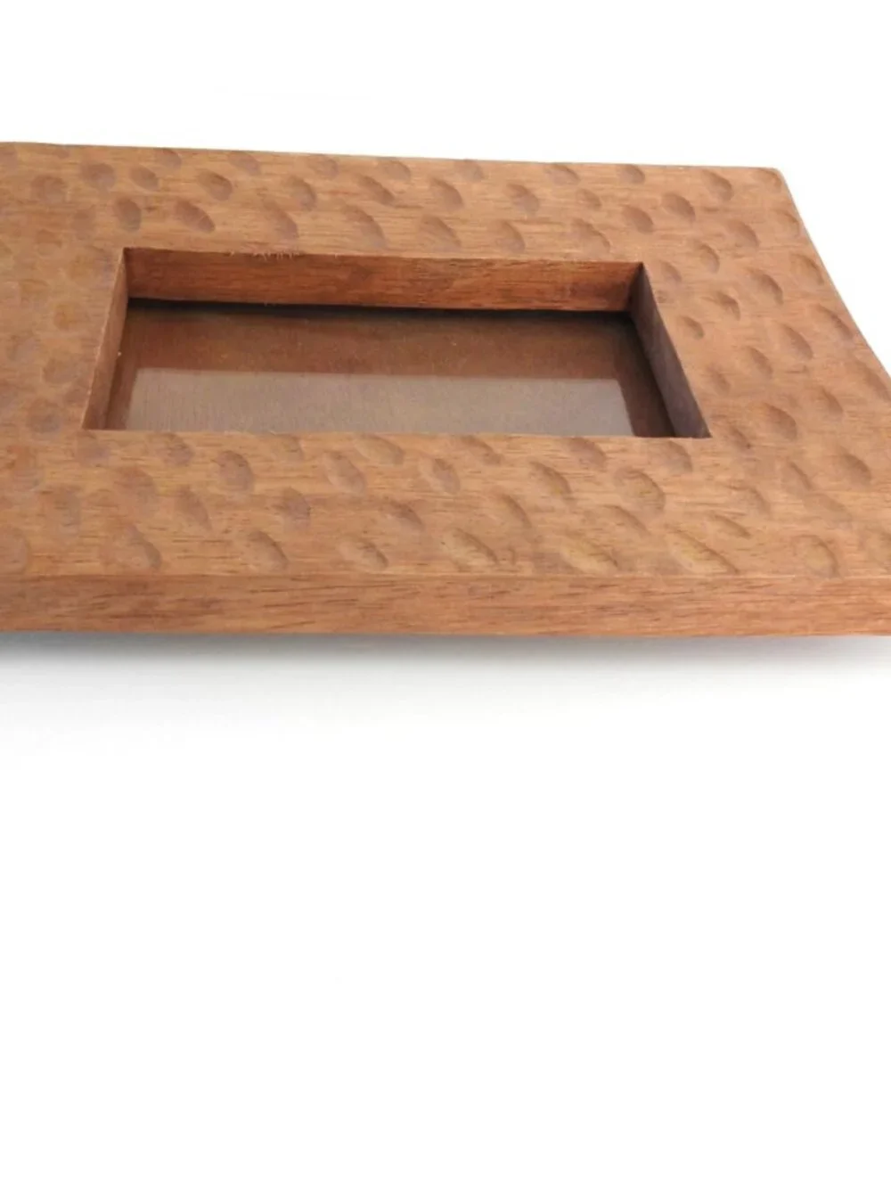 Handcrafted Indonesian Wooden Picture Frame Hammered Texture 5x7 Wall Mount